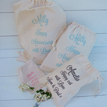 Personalised Message Cotton Gift Bag