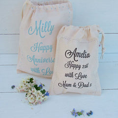 Personalised Message Cotton Gift Bag