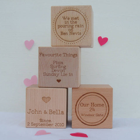 Our Story Personalised Engraved Wooden Cube