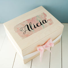 Marble Print Personalised Wooden Keepsake Box