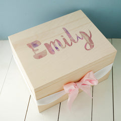 Marble Print Personalised Wooden Keepsake Box