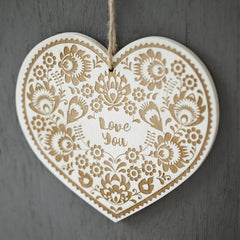 Folk Art Style Engraved Wooden Card