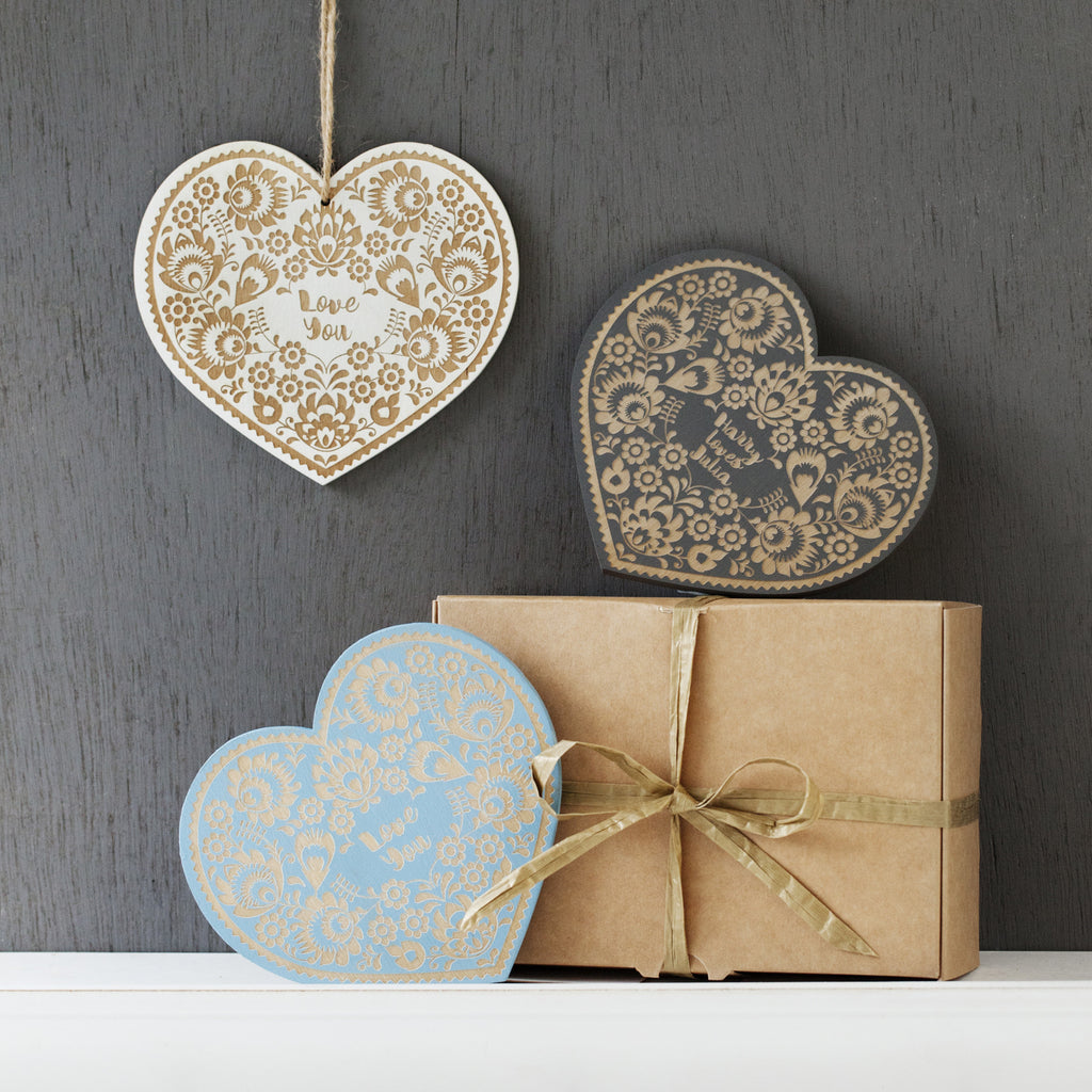 Folk Art Style Engraved Wooden Card