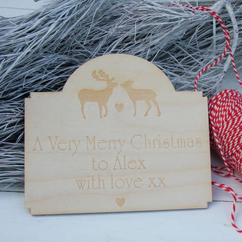 Personalised Christmas Deer Engraved Card