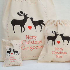 Personalised Christmas Reindeer Gift Bags