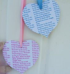 Personalised New Baby Wooden Hearts
