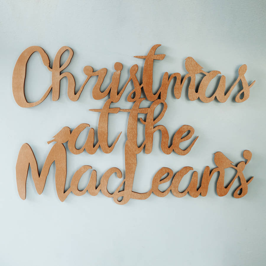 Christmas Wooden Wall Art in glittery of pastel colours