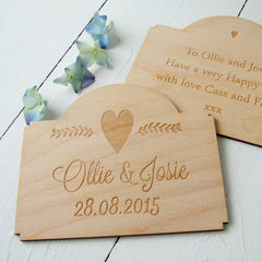 Engraved Birchwood Wedding Card