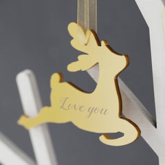 Golden Personalised Perspex Reindeer