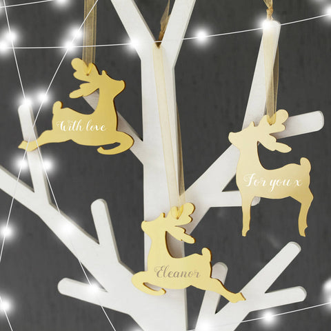 Golden Personalised Perspex Reindeer