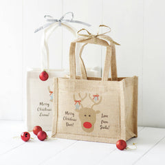 Jute Personalised Reindeer Gift Bags