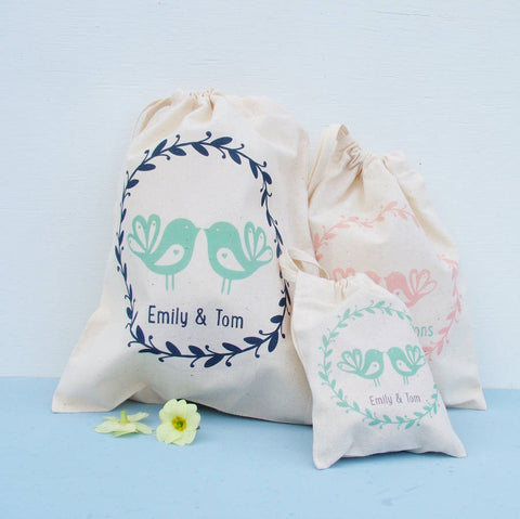 Lovebirds Printed Cotton Giftbag