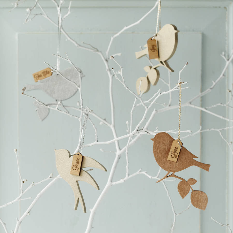 Metallic Wooden Message Birds