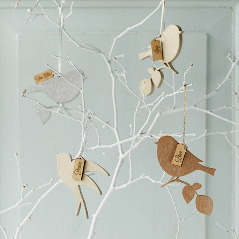 Metallic Wooden Message Birds