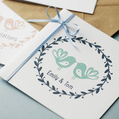 Personalised Love Birds Printed Card