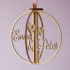 Romantic Personalised Wooden Bauble/Sphere Decoration