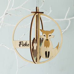 Woodland Animals Personalised 3D Wooden Bauble
