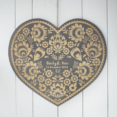 Large Engraved Folk Art Style Wall Plaque