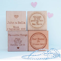 Our Story Personalised Engraved Wooden Cube