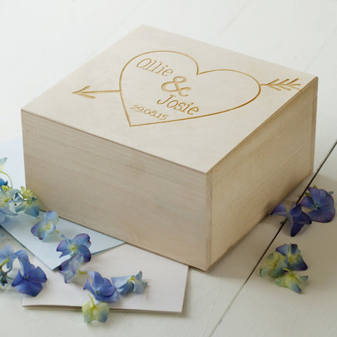 Engraved Wooden Heart Keepsake Box