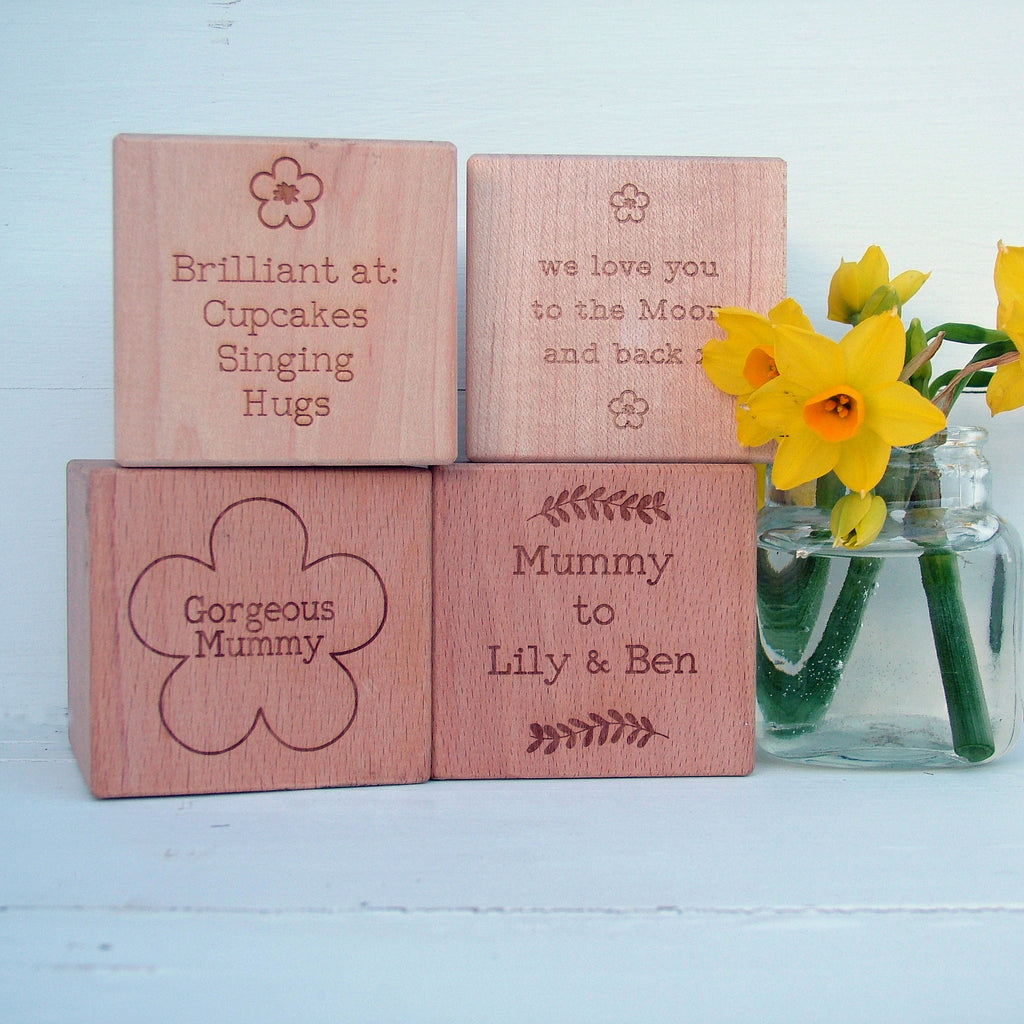 'About Our Mum' Engraved Beech Or Maple Wood Block
