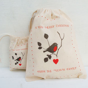 Personalised Christmas Robin Gift Bags
