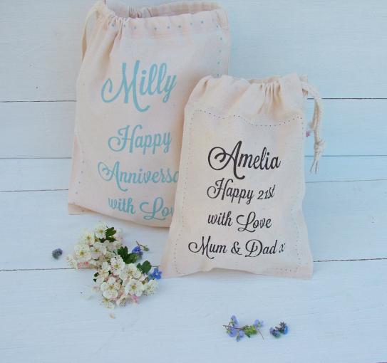 Personalised Message Cotton Gift Bag