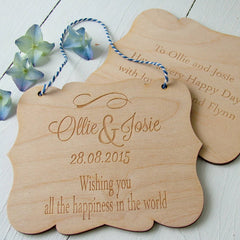 Engraved Birchwood Wedding Card