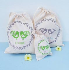 Lovebirds Printed Cotton Giftbag