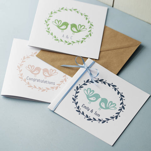 Personalised Love Birds Printed Card