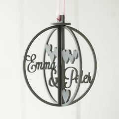 Romantic Personalised Wooden Bauble/Sphere Decoration