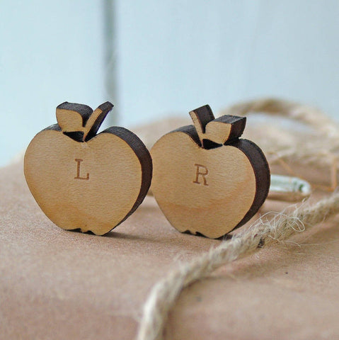 Wooden Apple Personalised Cufflinks