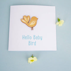Wooden Baby Bird Card